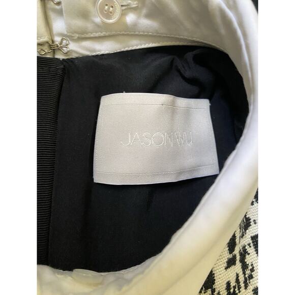 Jason Wu Dress Sheath Black Midi Half Sleeve Lined Collar Back Zip 8 M - Picture 6 of 7